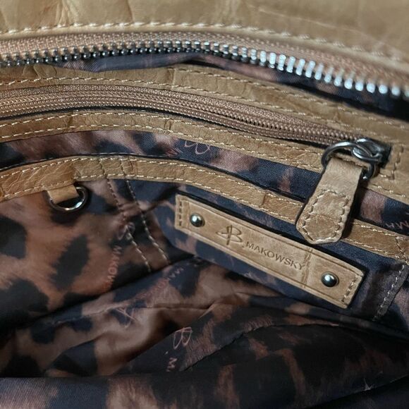 B Makowsky mustard yellow crocs prints shoulder bag with silver tone har… - Picture 15 of 16